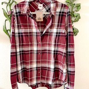 Plaid Button-Up Blouse